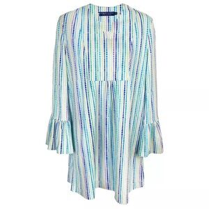 NWT Katherine Way Portland Long Sleeve Tunic Dress In Candy Dots Blue Small